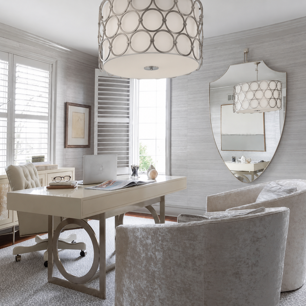 Visual Comfort 37” Silver Leaf Chandelier by Suzanne Kasler